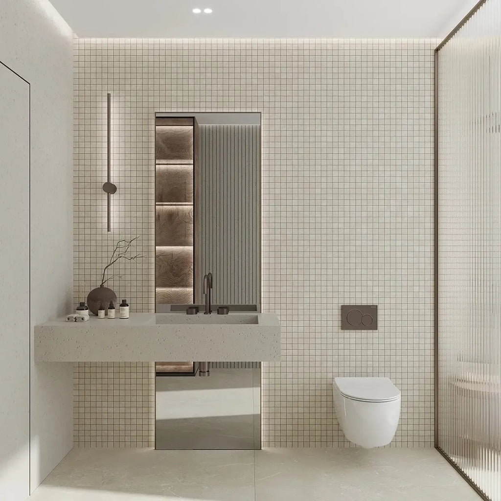 Hoover Ivory Marble 12x12 Porcelain Mosaic Tile | Tile Club