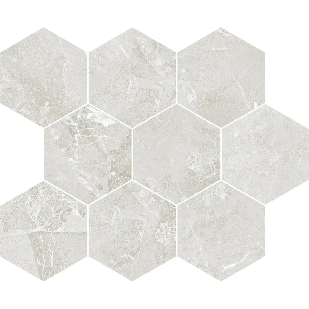 Hoover White Marble 10x12 Porcelain Hexagon Mosaic Tile