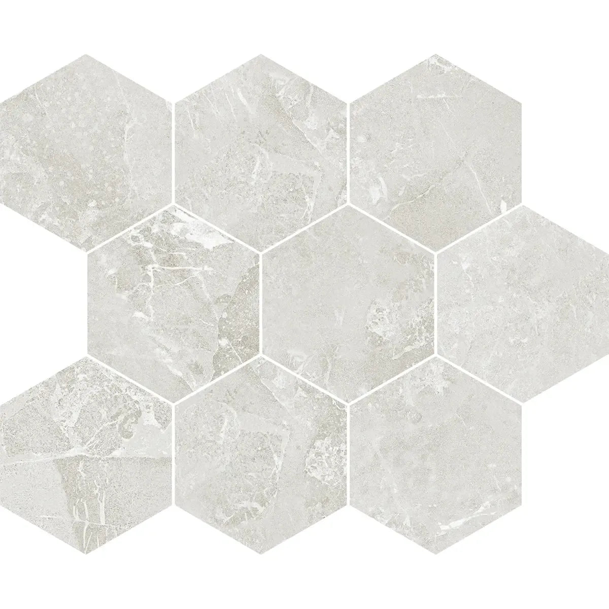 Hoover White Marble 10x12 Porcelain Hexagon Mosaic Tile