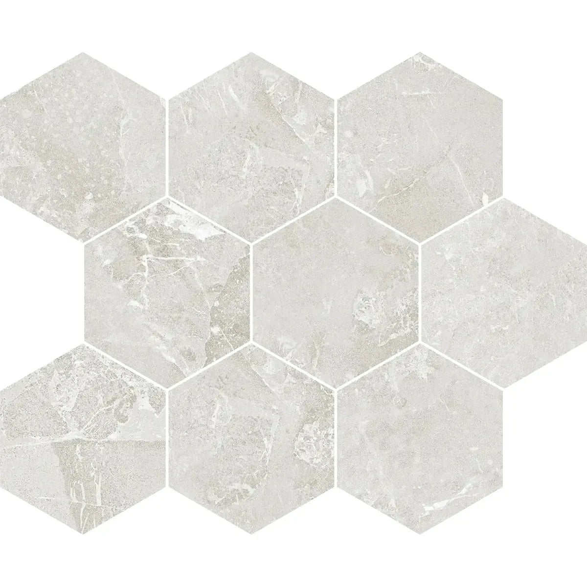 Hoover White Marble 10x12 Porcelain Hexagon Mosaic Tile Sample