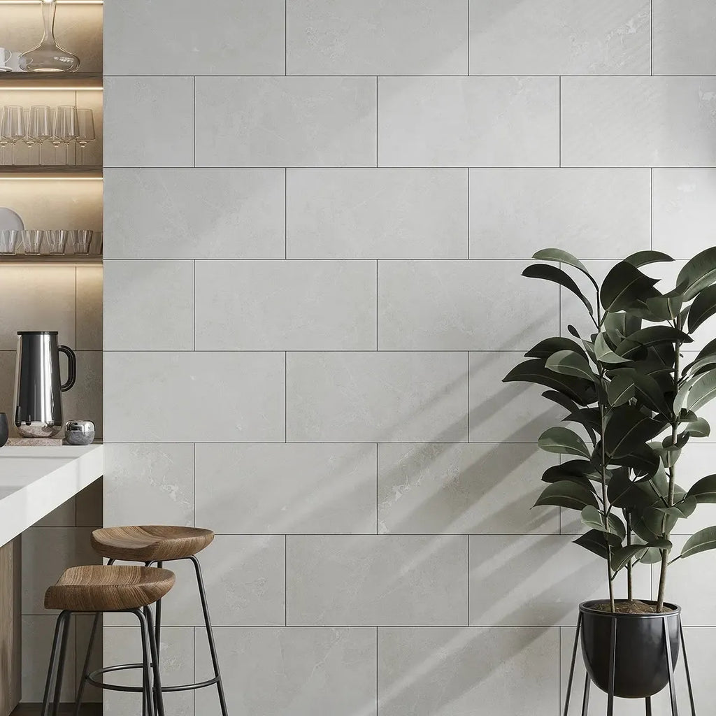 Hoover White Marble 12x24 Porcelain Tile Commercial Wall