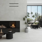 Hoover White Marble 24x48 Porcelain Tile Fireplace Surround