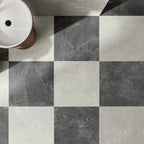 Hoover Graphite Marble & White Marble 24x24 Porcelain Tile Bathroom Flooring
