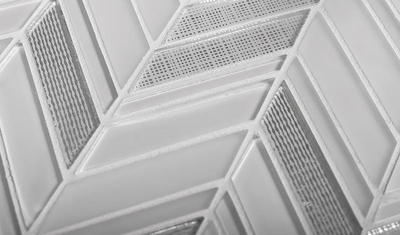 Ice White Chevron Glass Mosaic Tile | Tile Club