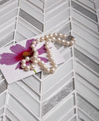 Ice White Chevron Glass Mosaic Tile
