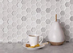 Ice White Hexagon Glass Mosaic Tile