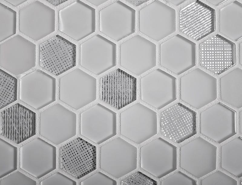 Ice White Hexagon Glass Mosaic Tile 3