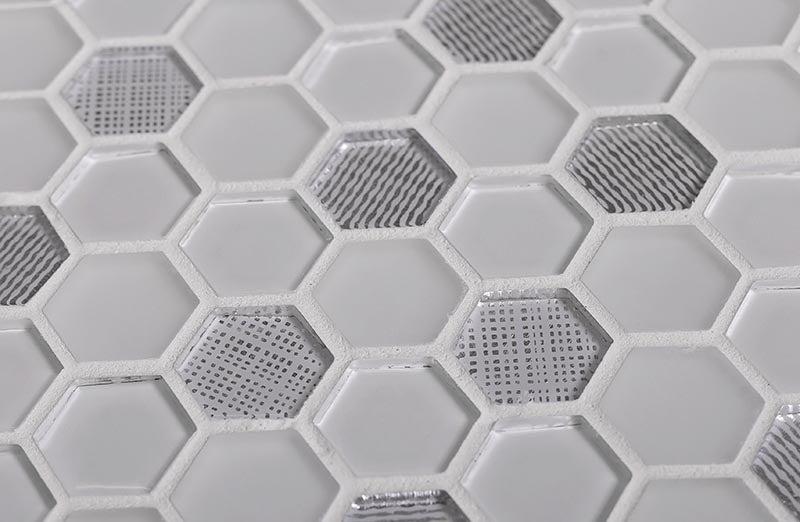 Ice White Hexagon Glass Mosaic Tile 4