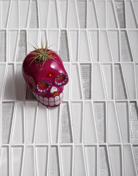 ICE WHITE TRIANGLE GLASS MOSAIC TILE
