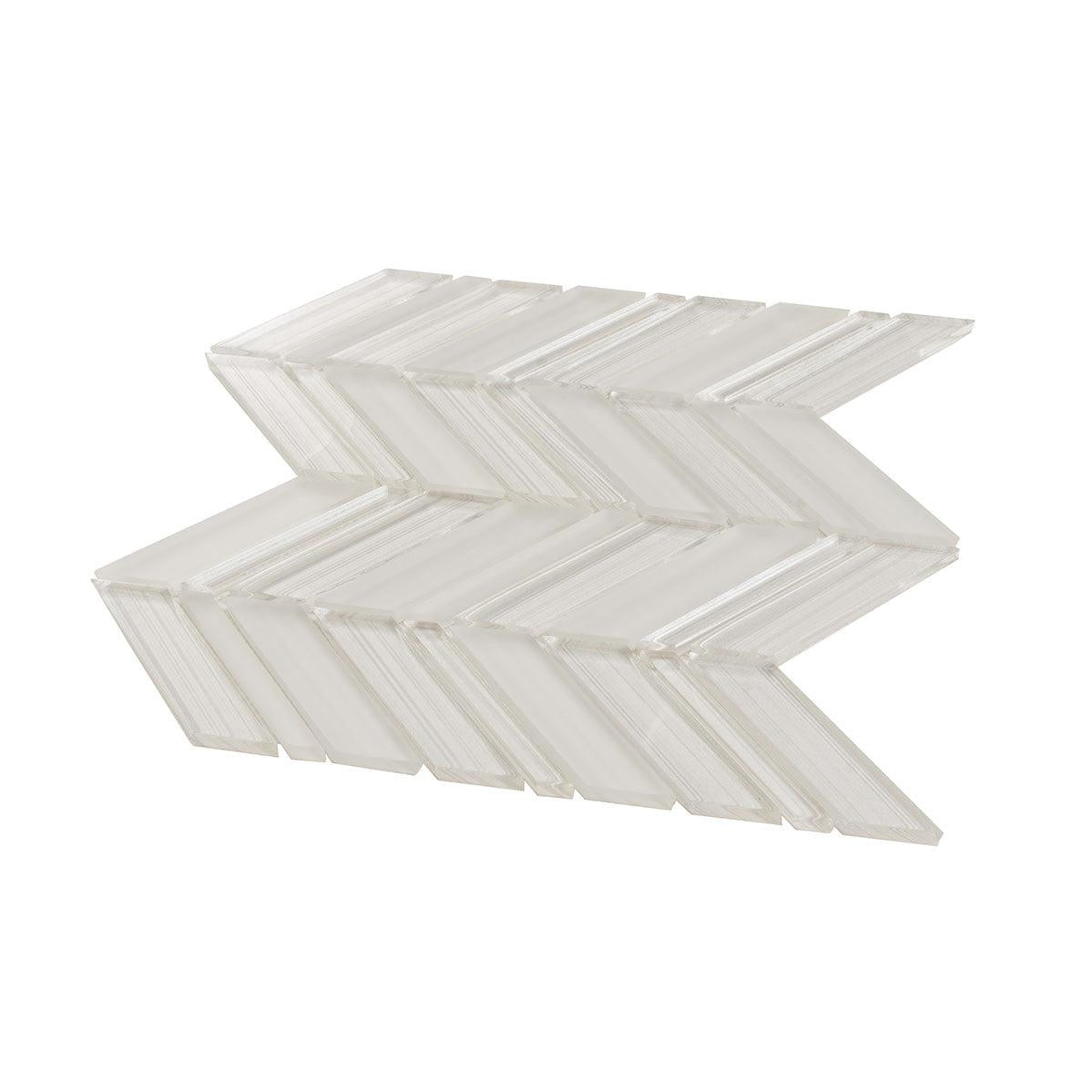 Fabrique White Chevron Glass Mosaic Tile