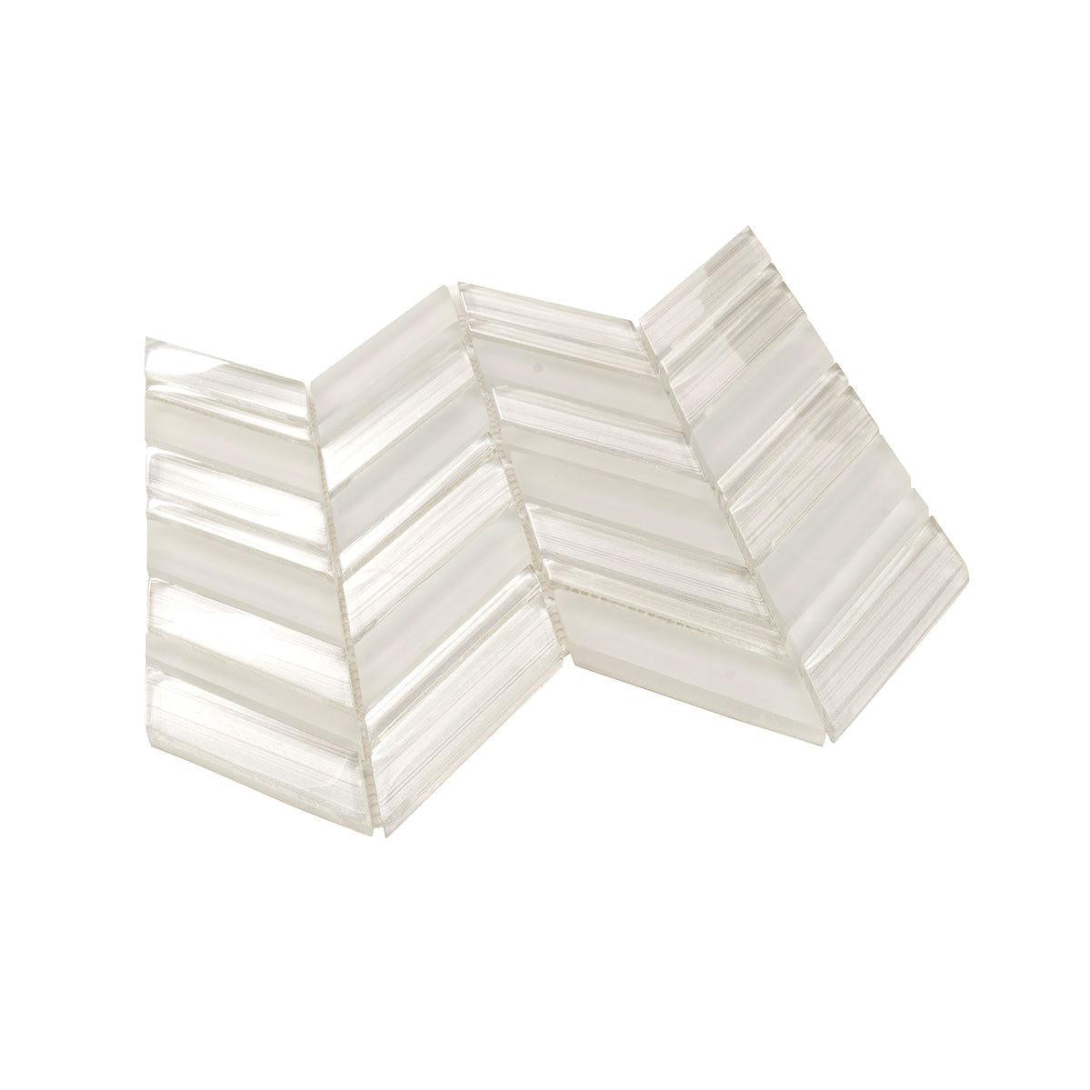 Fabrique White Chevron Glass Mosaic Tile