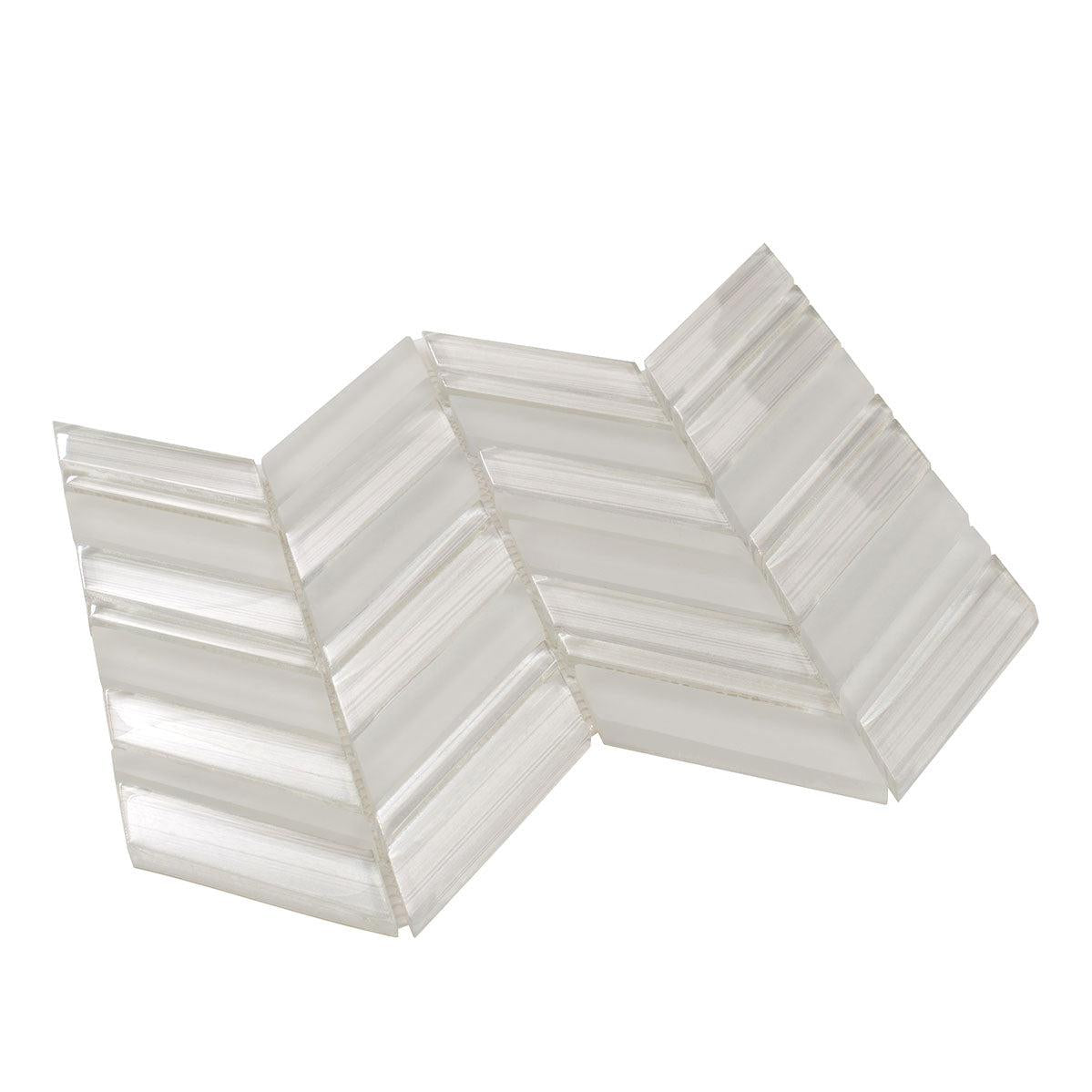 Fabrique White Chevron Glass Mosaic Tile