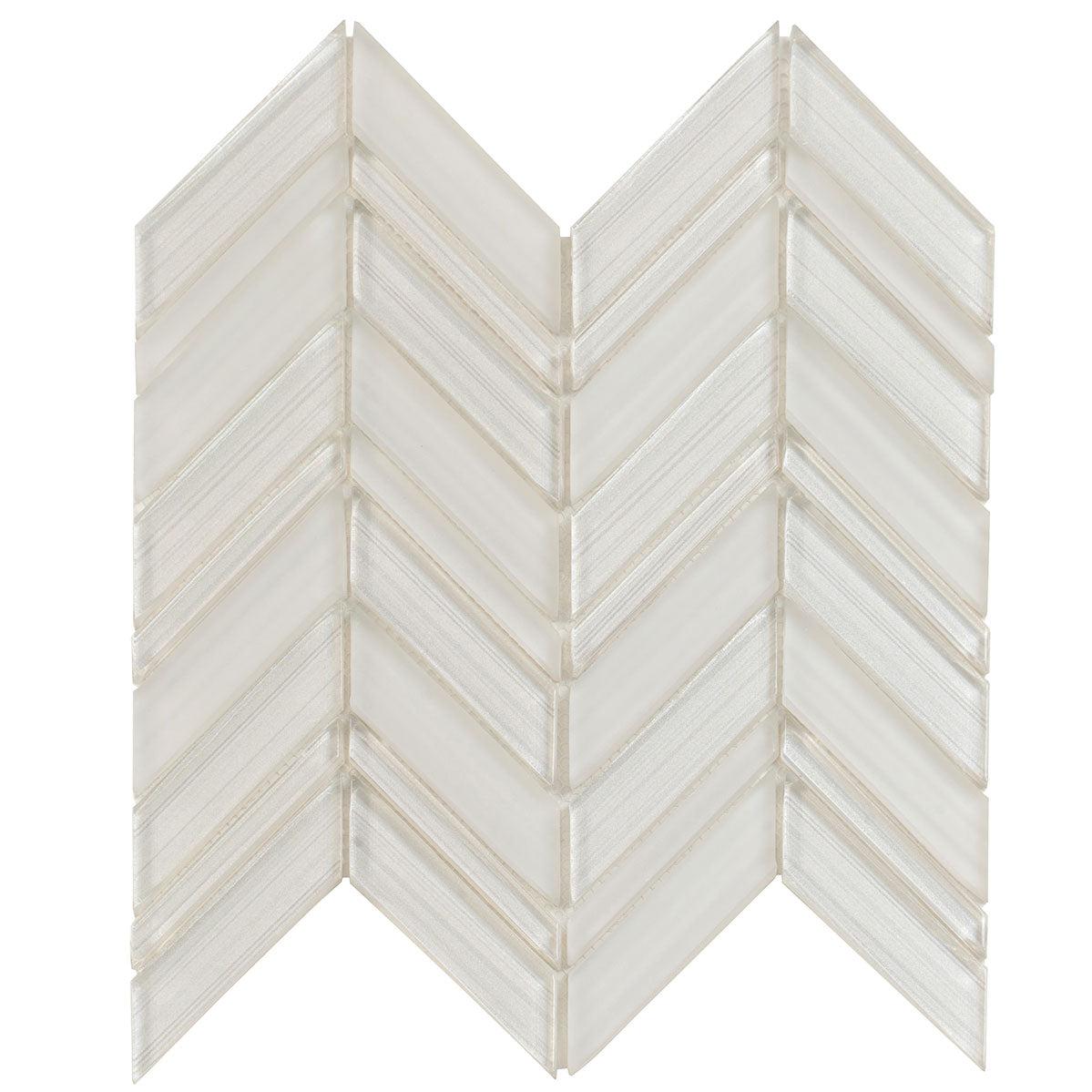 Fabrique White Chevron Glass Mosaic Tile