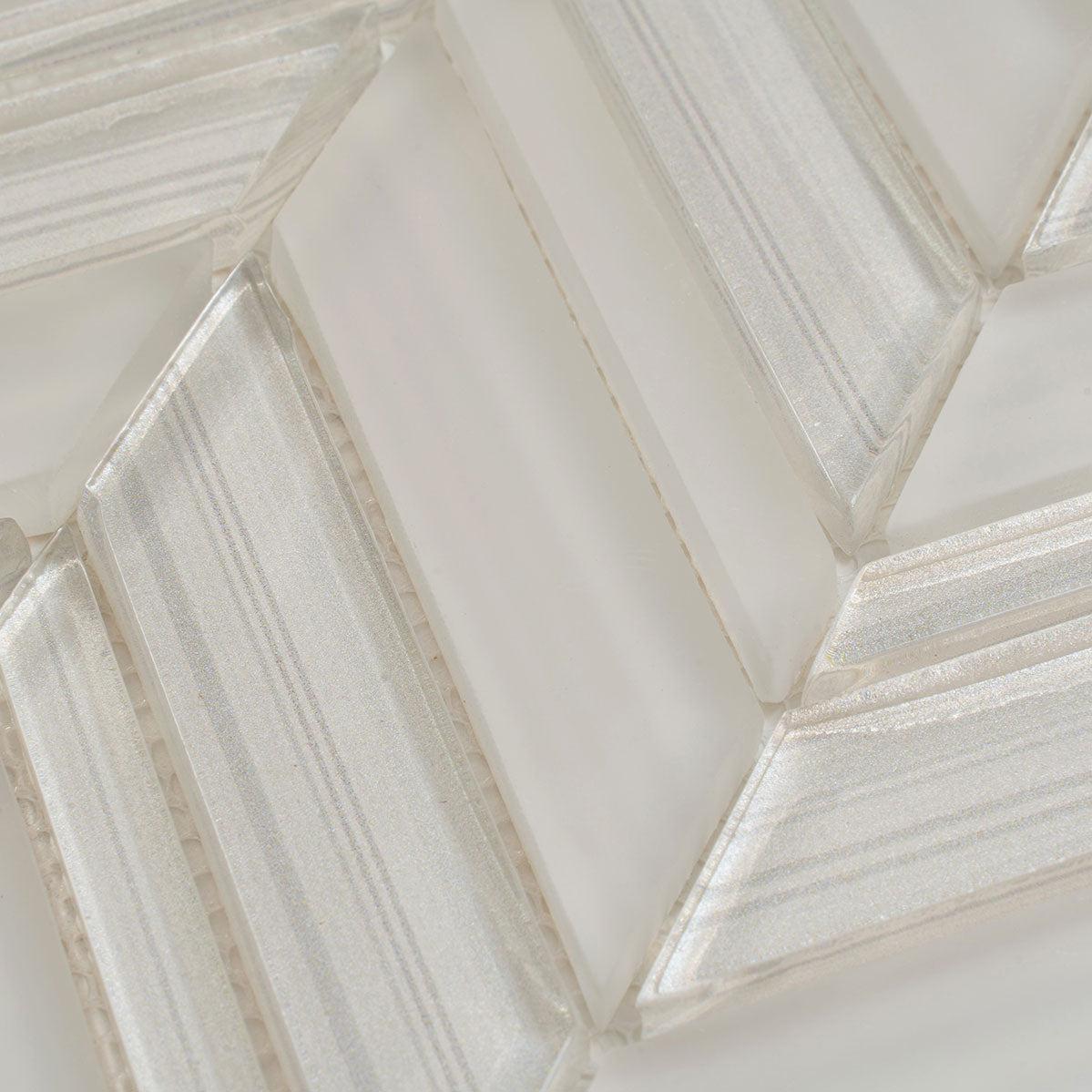Fabrique White Chevron Glass Mosaic Tile