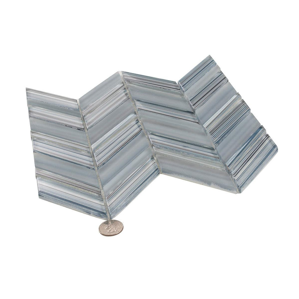 Fabrique Blue Grey Chevron Glass Mosaic Tile | Tile Club