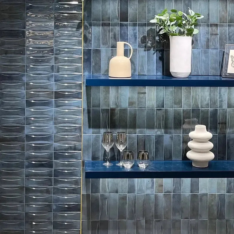 Luna Arc Blue 2.5x8 Ceramic Subway Tile | Tile Club