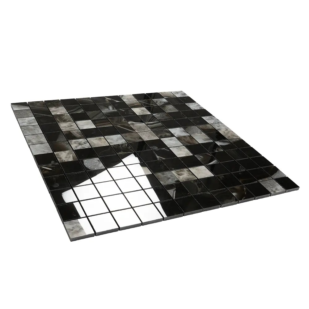 Emporio Agate Geode Black 2x2 Porcelain Mosaic | Tile Club