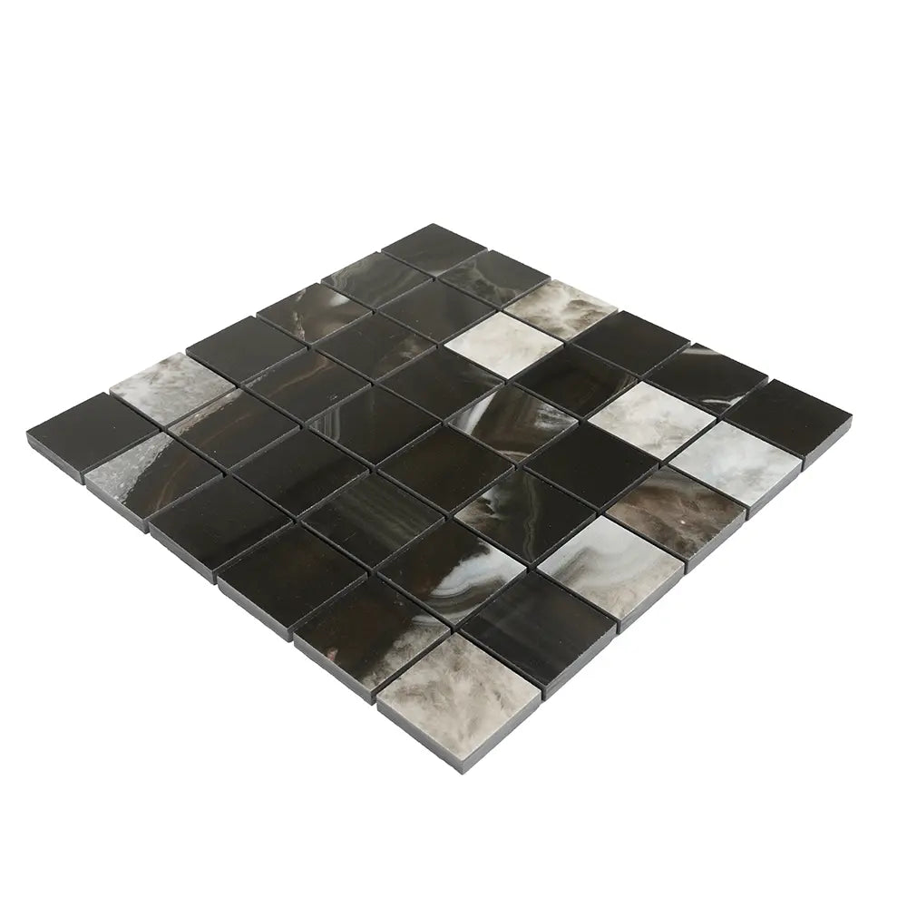 Emporio Agate Geode Black 2x2 Porcelain Mosaic | Tile Club