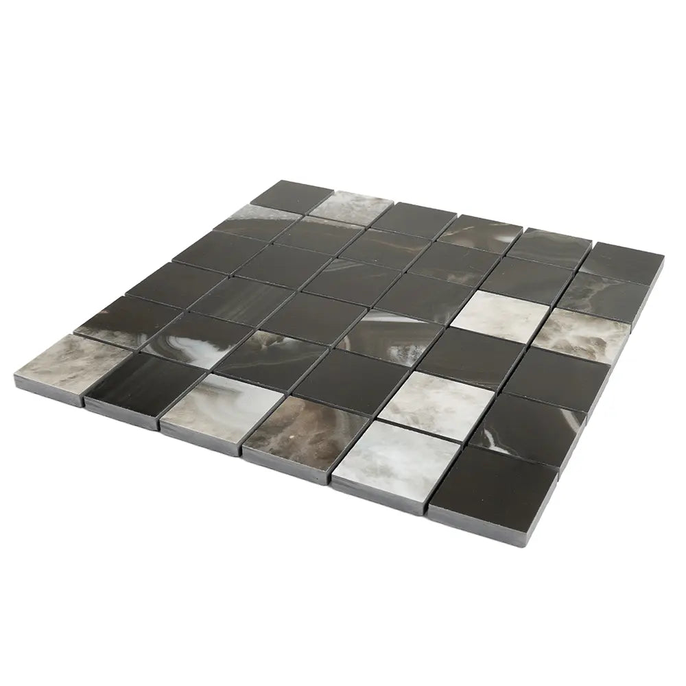 Emporio Agate Geode Black 2x2 Porcelain Mosaic | Tile Club