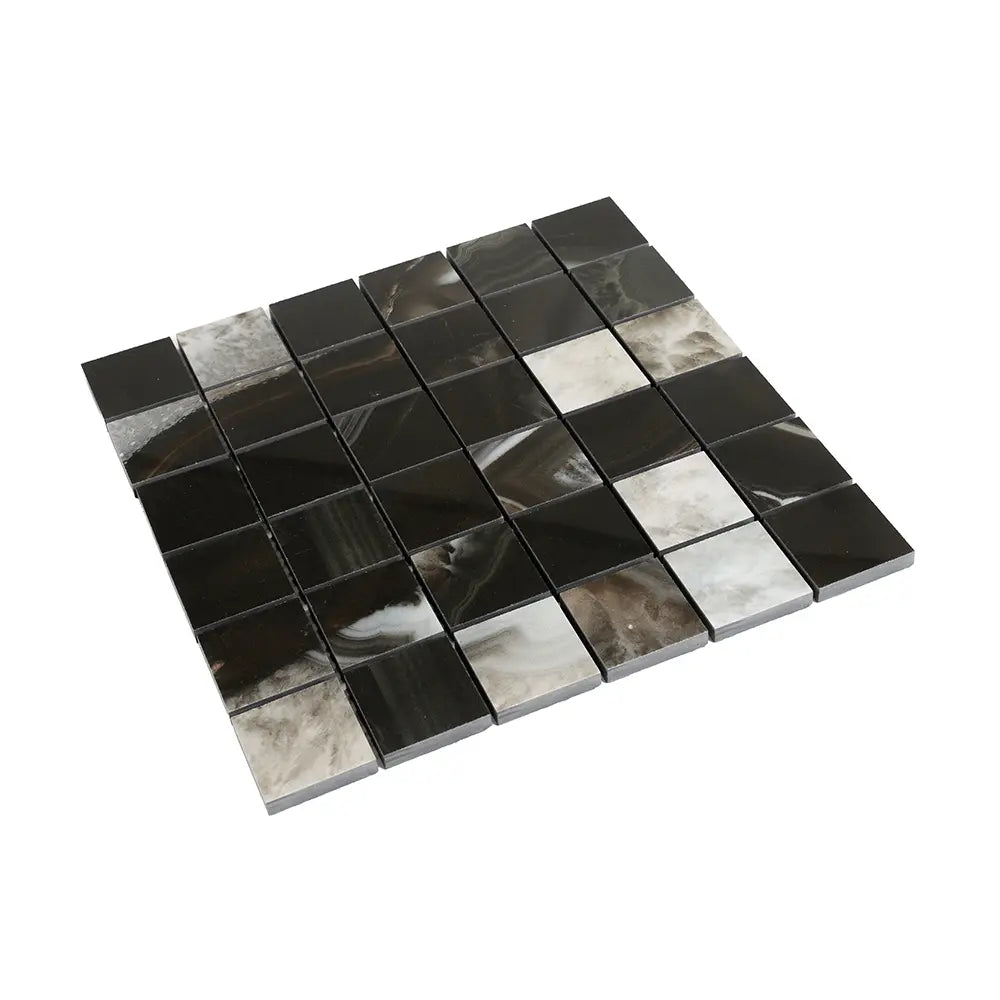 Emporio Agate Geode Black 2x2 Porcelain Mosaic | Tile Club
