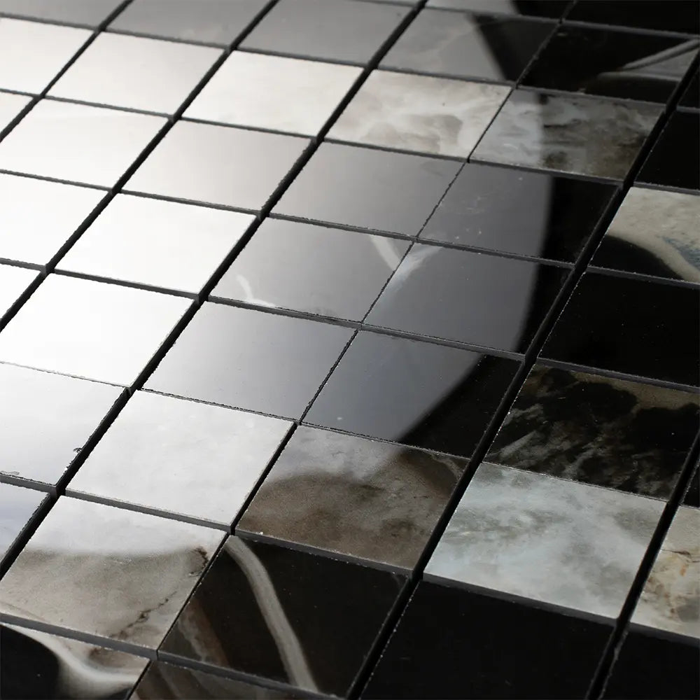 Emporio Agate Geode Black 2x2 Porcelain Mosaic | Tile Club