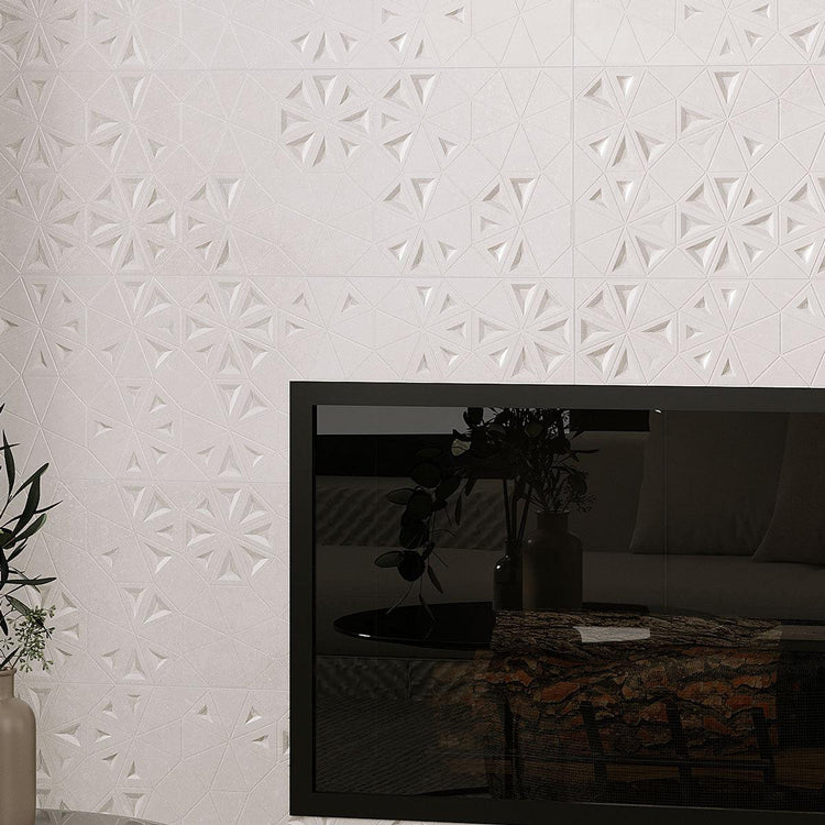 Grazioso Concrete Flower Ceramic Tile 12x36 | Tile Club