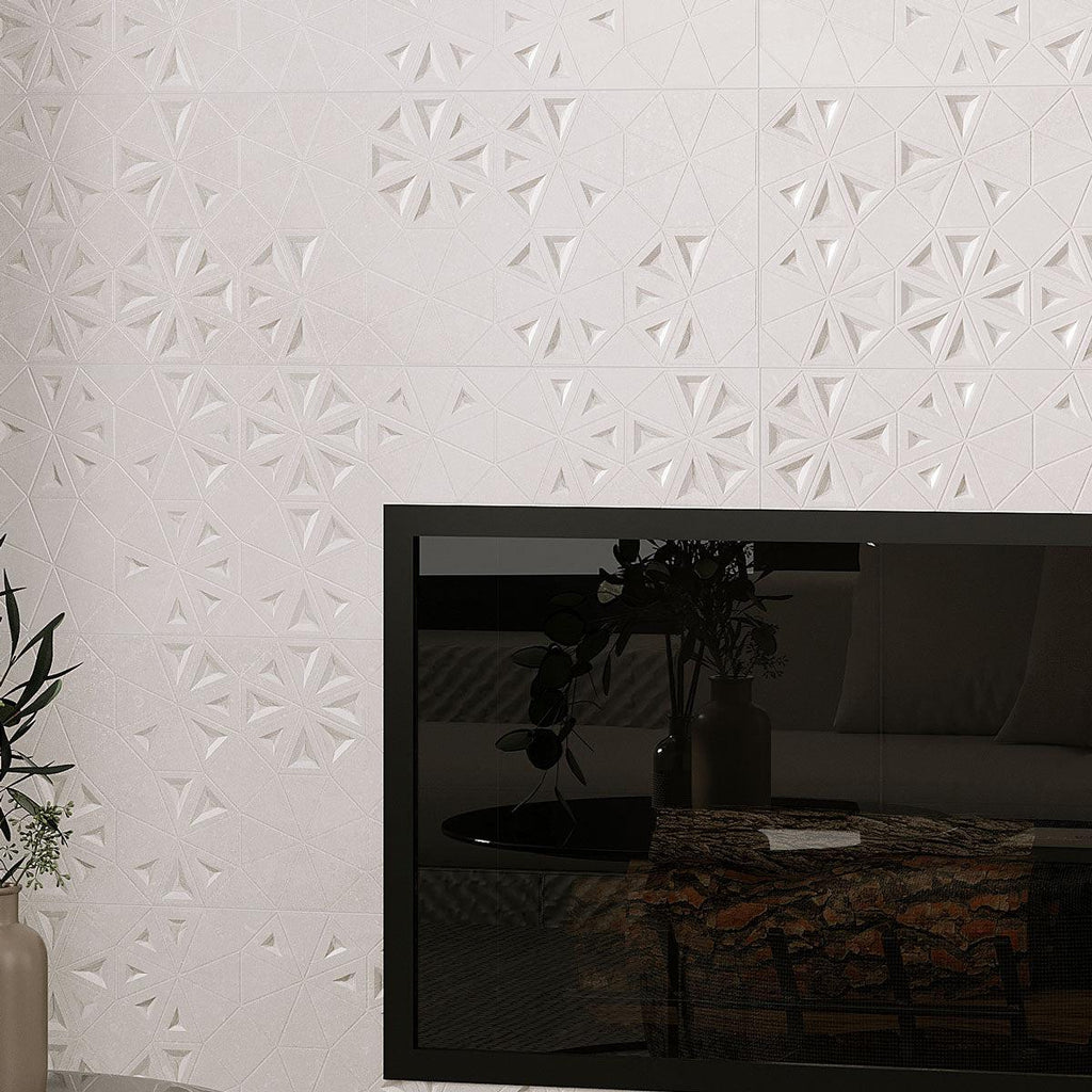 Grazioso Concrete Flower Ceramic Tile 12x36 | Tile Club