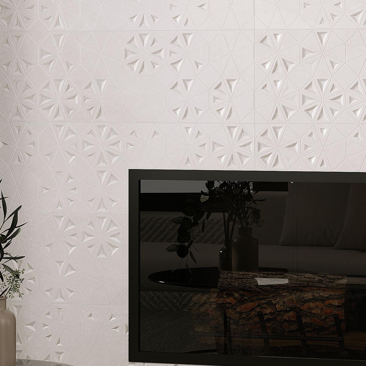 Grazioso Concrete Flower Ceramic Tile 12x36 | Tile Club
