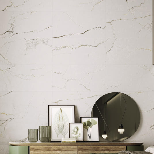 Emporio Natural White Marble Porcelain Tile Large-Format Wall