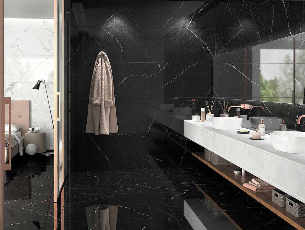 Emporio Metro Black Large-Format Porcelain Tile 24x48 | Tile Club