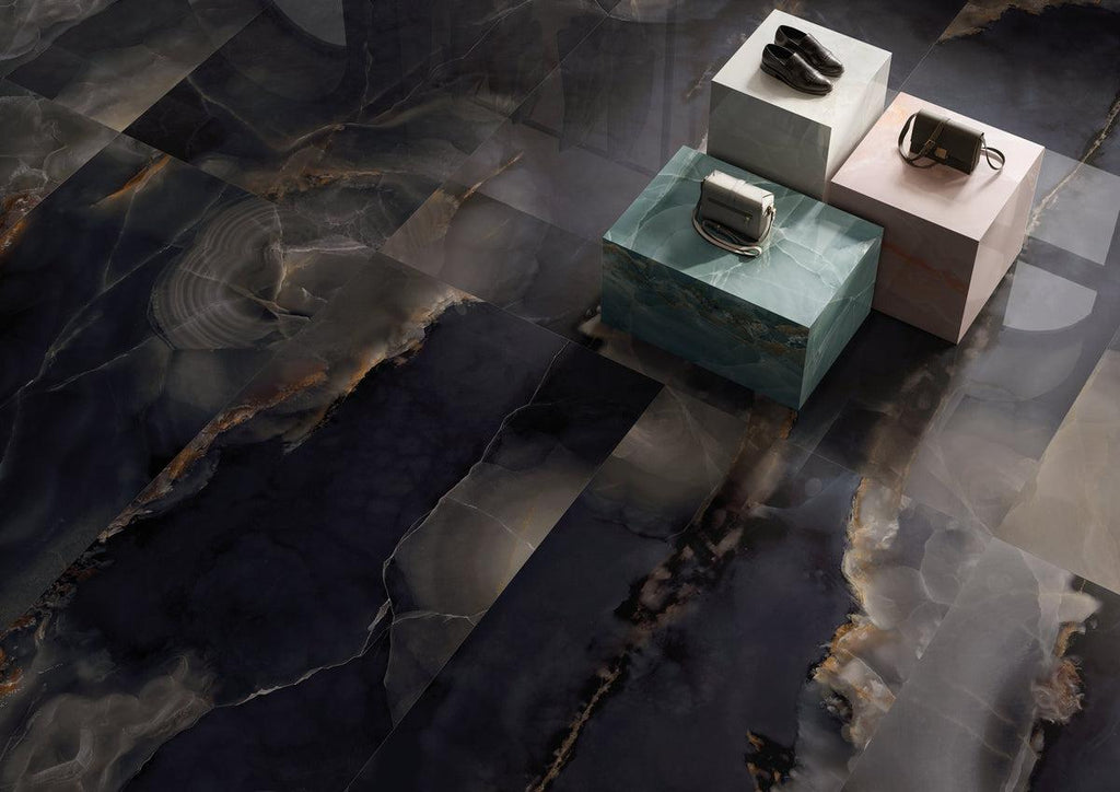 Emporio Black Onyx Large-Format Porcelain Tile 24x48 | Tile Club