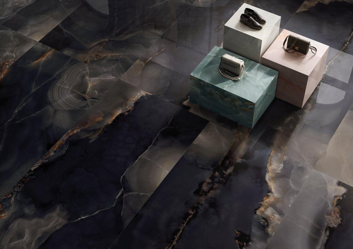 Emporio Black Onyx Large-Format Porcelain Tile 24x48 | Tile Club