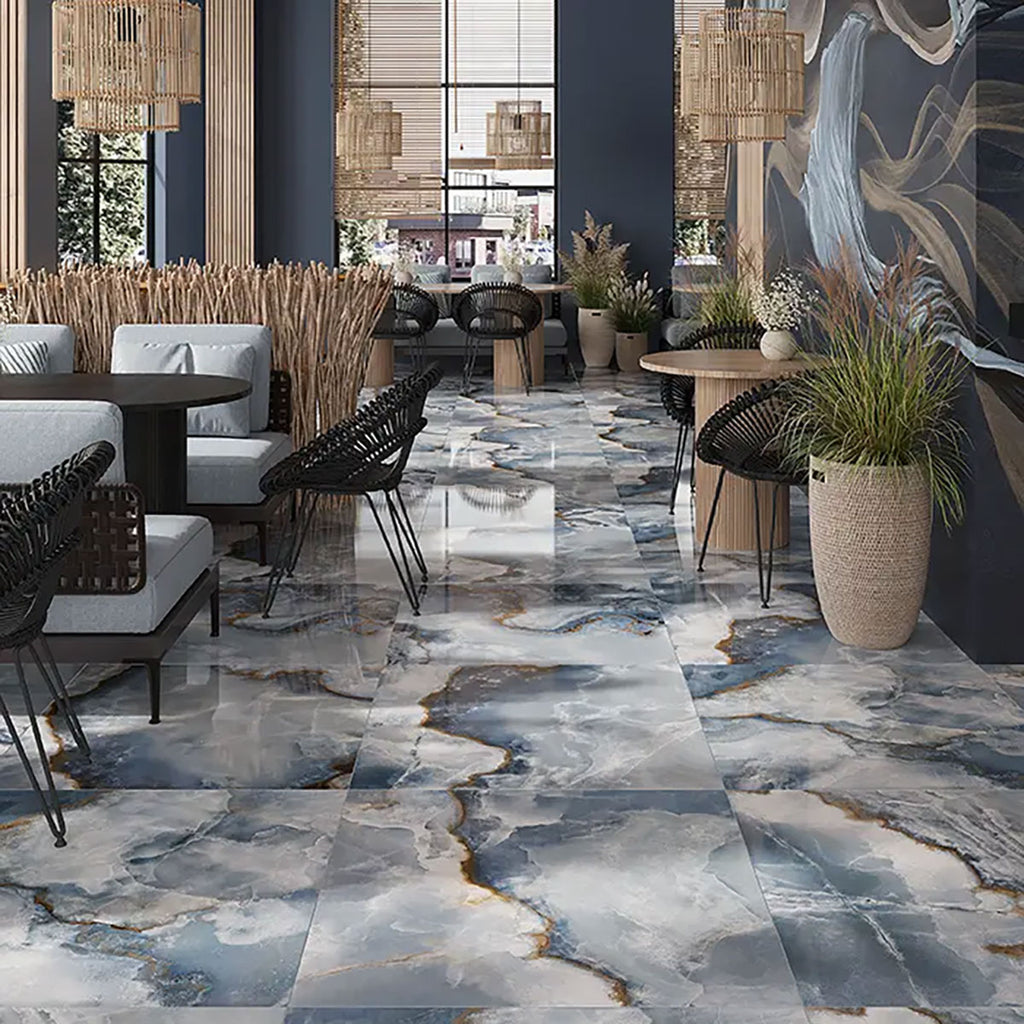 Emporio Blue Onyx Large-Format Porcelain Tile 36x36 | Tile Club