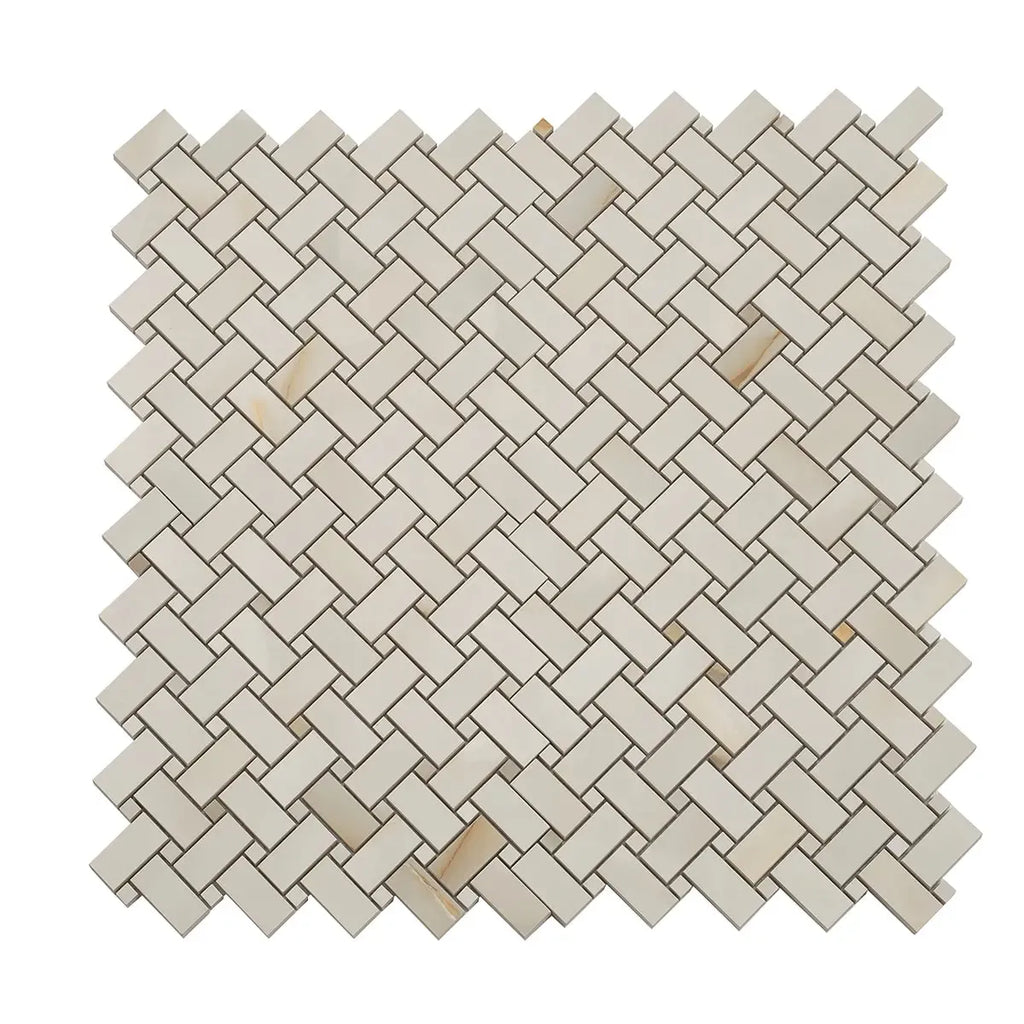 Emporio Soft White Onyx Porcelain Mosaic Tile | Tile Club