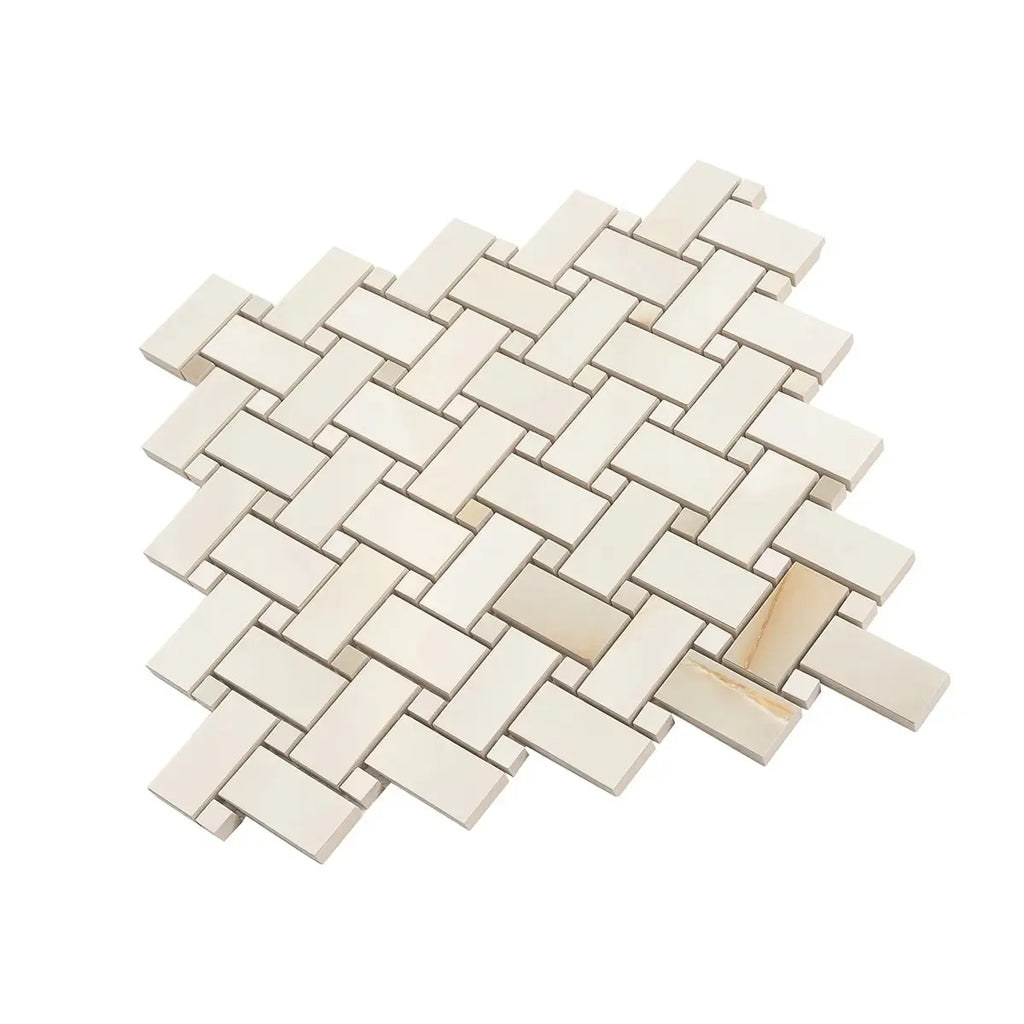 Emporio Soft White Onyx Porcelain Mosaic Tile | Tile Club