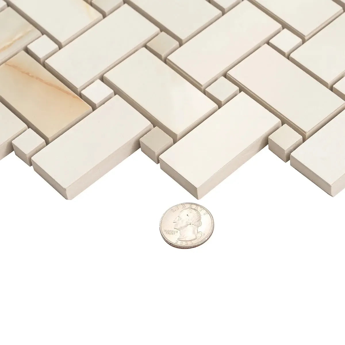 Emporio Soft White Onyx Porcelain Mosaic Tile | Tile Club