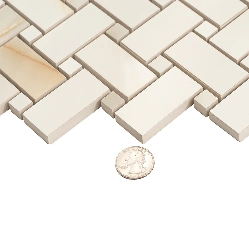 Emporio Soft White Onyx Porcelain Mosaic Tile | Tile Club
