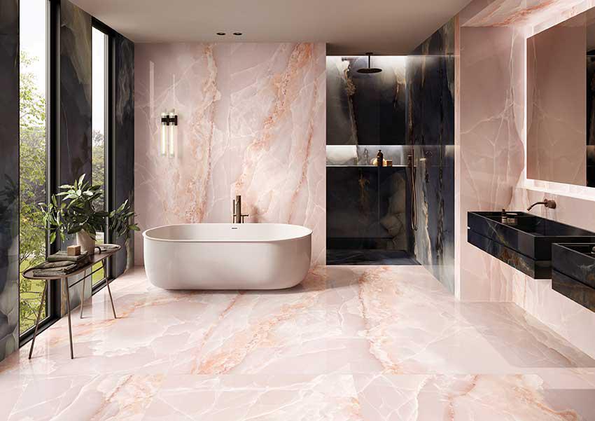 Emporio Pink Onyx Large-Format Porcelain Tile 24x48 | Tile Club