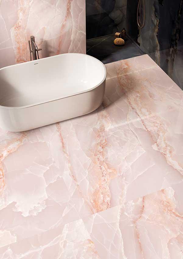 Emporio Pink Onyx Large-Format Porcelain Tile 24x48 | Tile Club