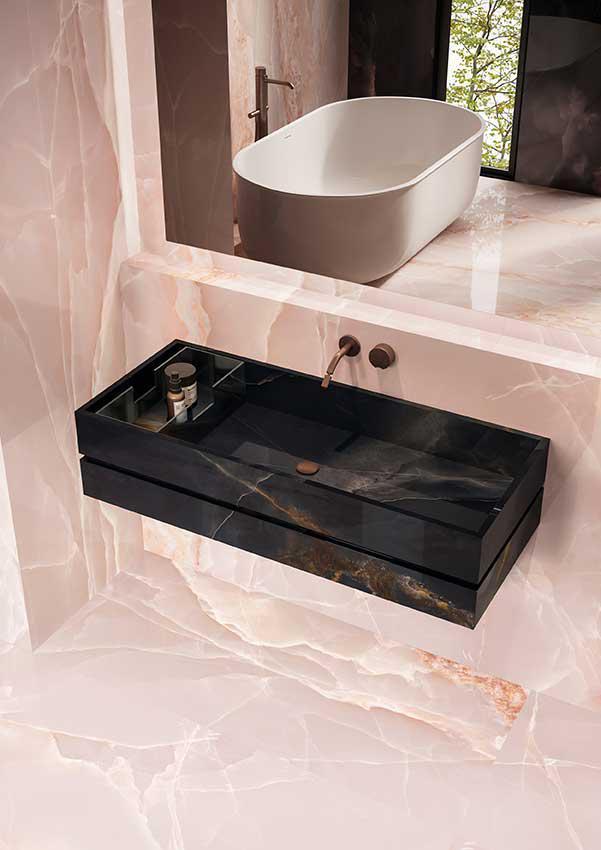 Emporio Pink Onyx Large-Format Porcelain Tile 24x48 | Tile Club