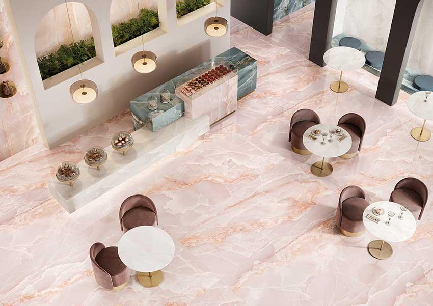 Pink Onyx porcelain commercial floor tile