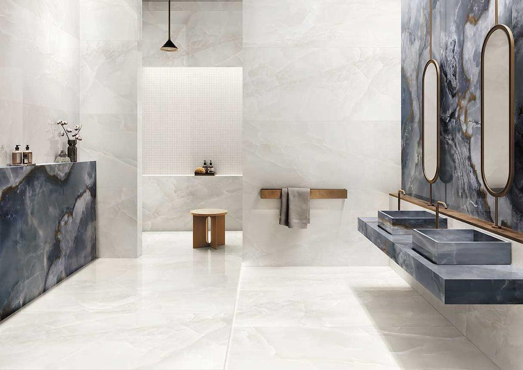 Emporio White Onyx Large-Format Porcelain Tile 24x48 | Tile Club