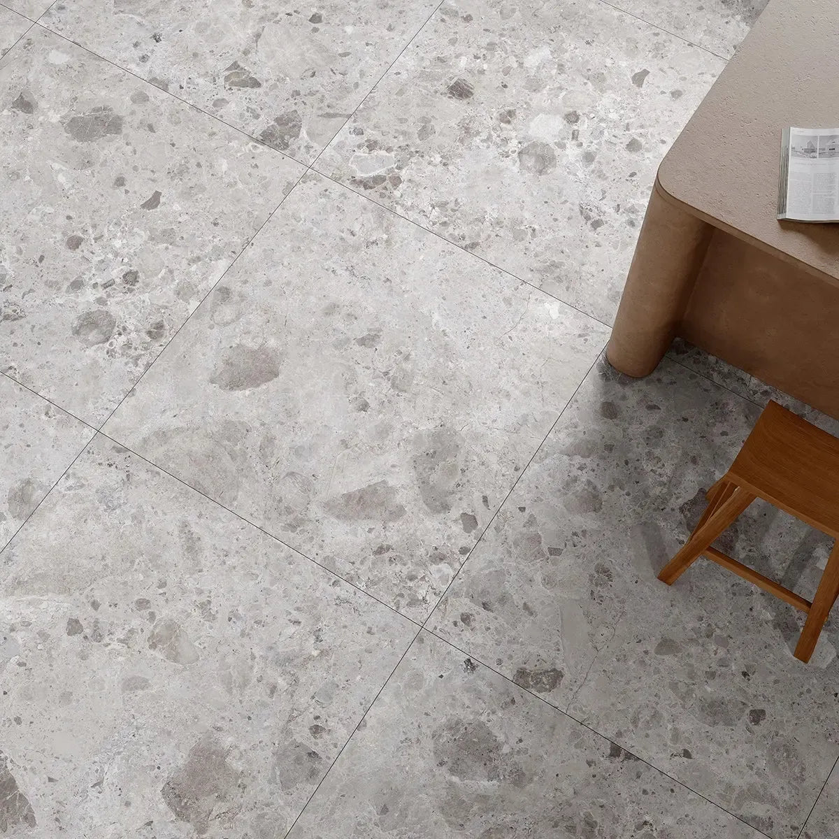 Emporio Gray Limestone Square Porcelain Tile 48x48 FLoor