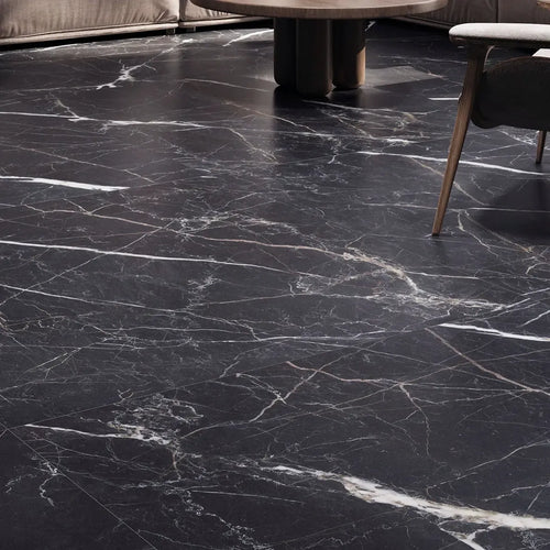 Emporio Bold Black Square Porcelain Tile 48x48 | Large-Format Slab