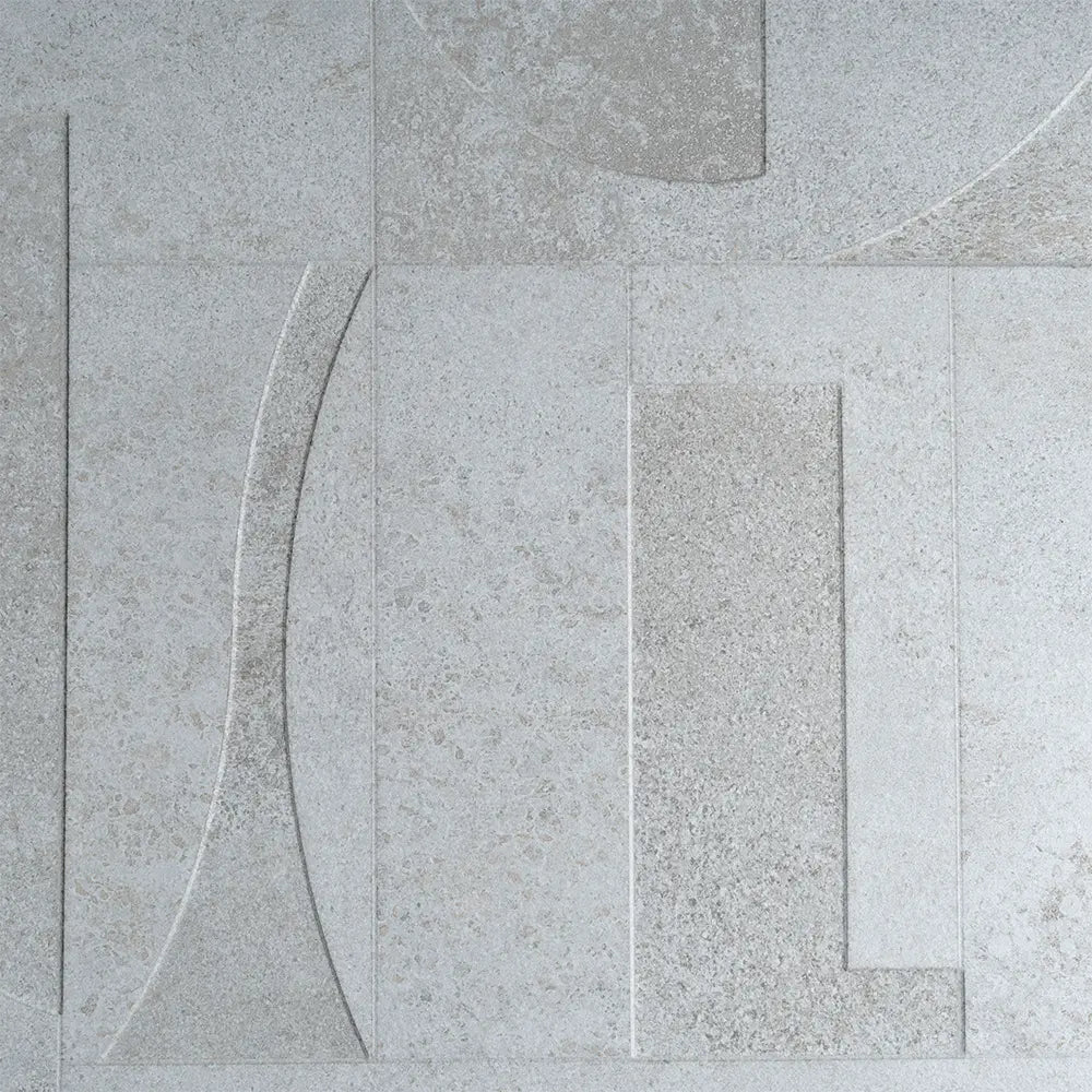 Grazioso White Concrete Geo Porcelain Tile 24x48 | Tile Club