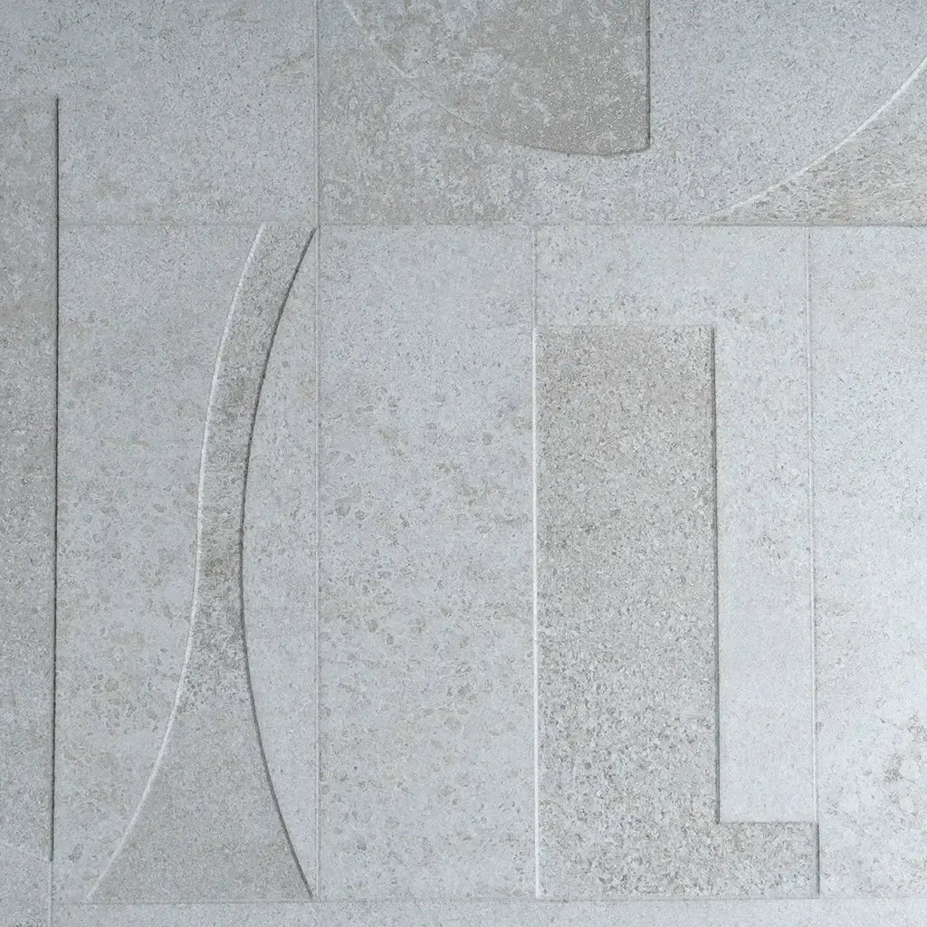 Grazioso White Concrete Geo Porcelain Tile 24x48 | Tile Club