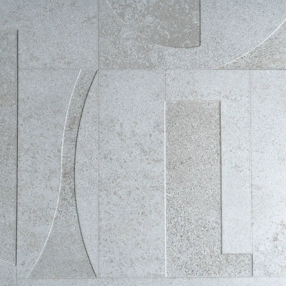 Grazioso White Concrete Geo Porcelain Tile 24x48 | Tile Club