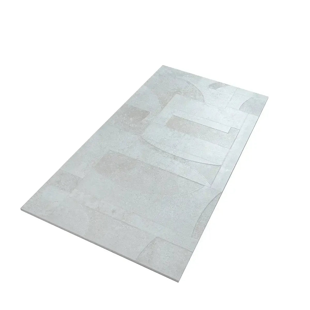 Grazioso White Concrete Geo Porcelain Tile 24x48 | Tile Club
