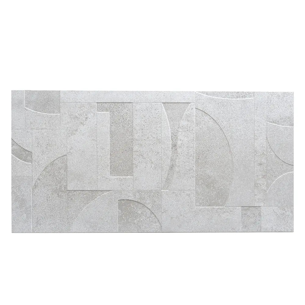 Grazioso White Concrete Geo Porcelain Tile 24x48 | Tile Club