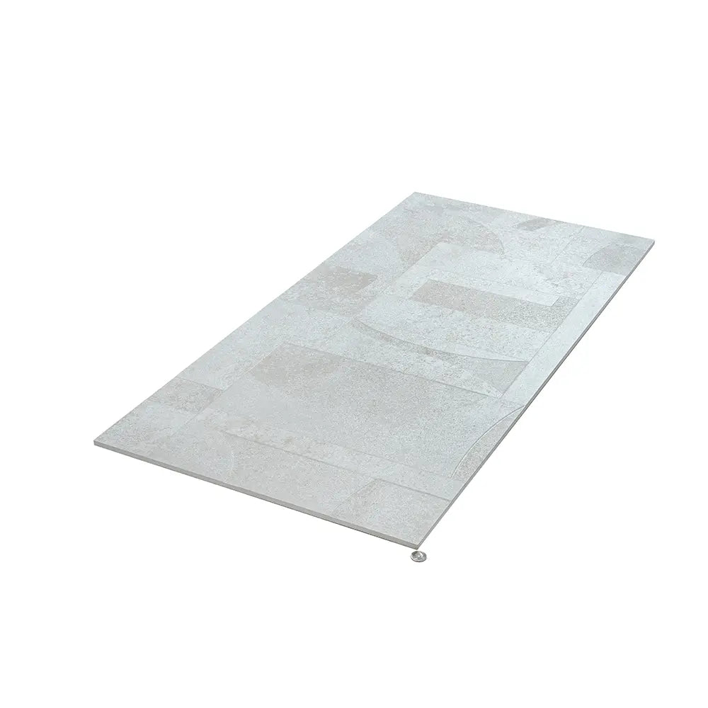 Grazioso White Concrete Geo Porcelain Tile 24x48 | Tile Club